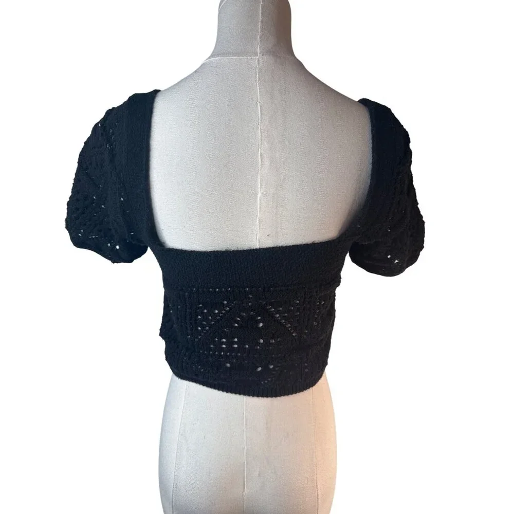 2/$30 ZARA Black Cropped Small Sweater Top Cotton/Polyester